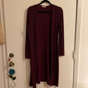 (3/$15)   Burgundy long sleeve cardigan
